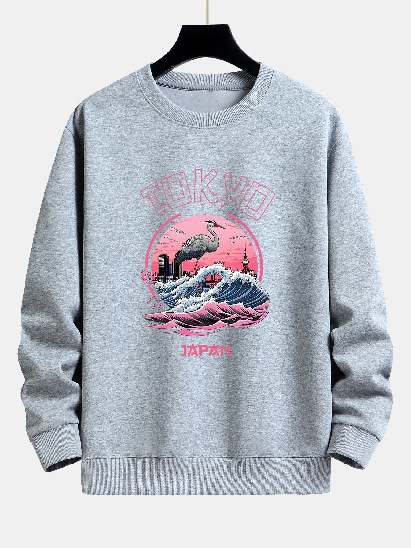 Leonard® | Tokyo Wave Crane Bird Print Relax Fit Sweatshirt
