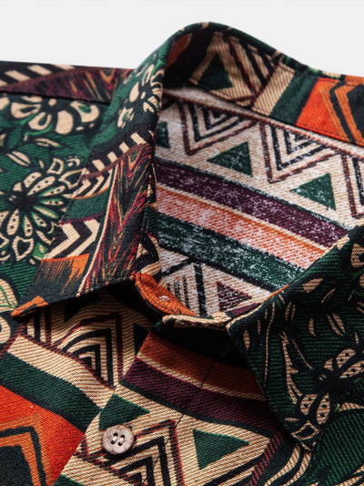 Alfy® | Floral Geometric Patchwork Print Cotton Shirt