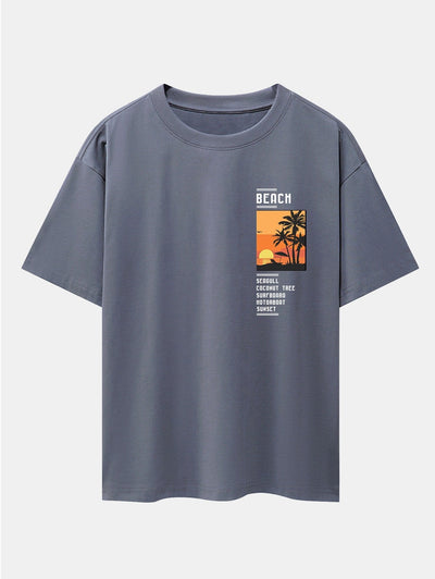 Aldo® | Beach Scenery Slogan Print Drop Shoulder Oversize T-Shirt