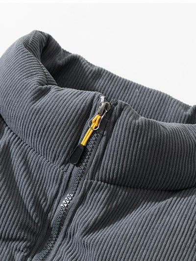 Cyrus | Funnel Neck Corduroy Puffer Coat