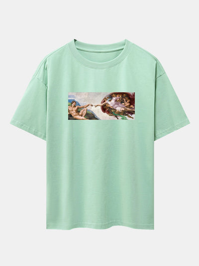 Jimmy® | The Creation Of Adam Print Drop Shoulder Oversize T-Shirt