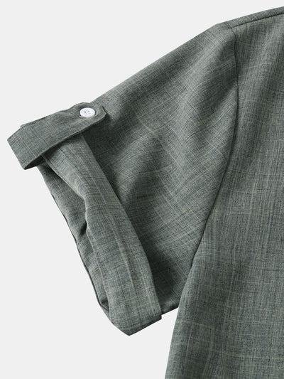 Arshak® | Short Sleeve Linen Look Henley Shirt