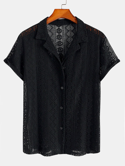 Drew® | Cuban Shirt With Geometric Texture