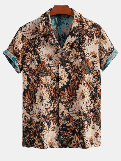 Adeimantos® | Painted Floral Jacquard Cuban Shirt & Shorts