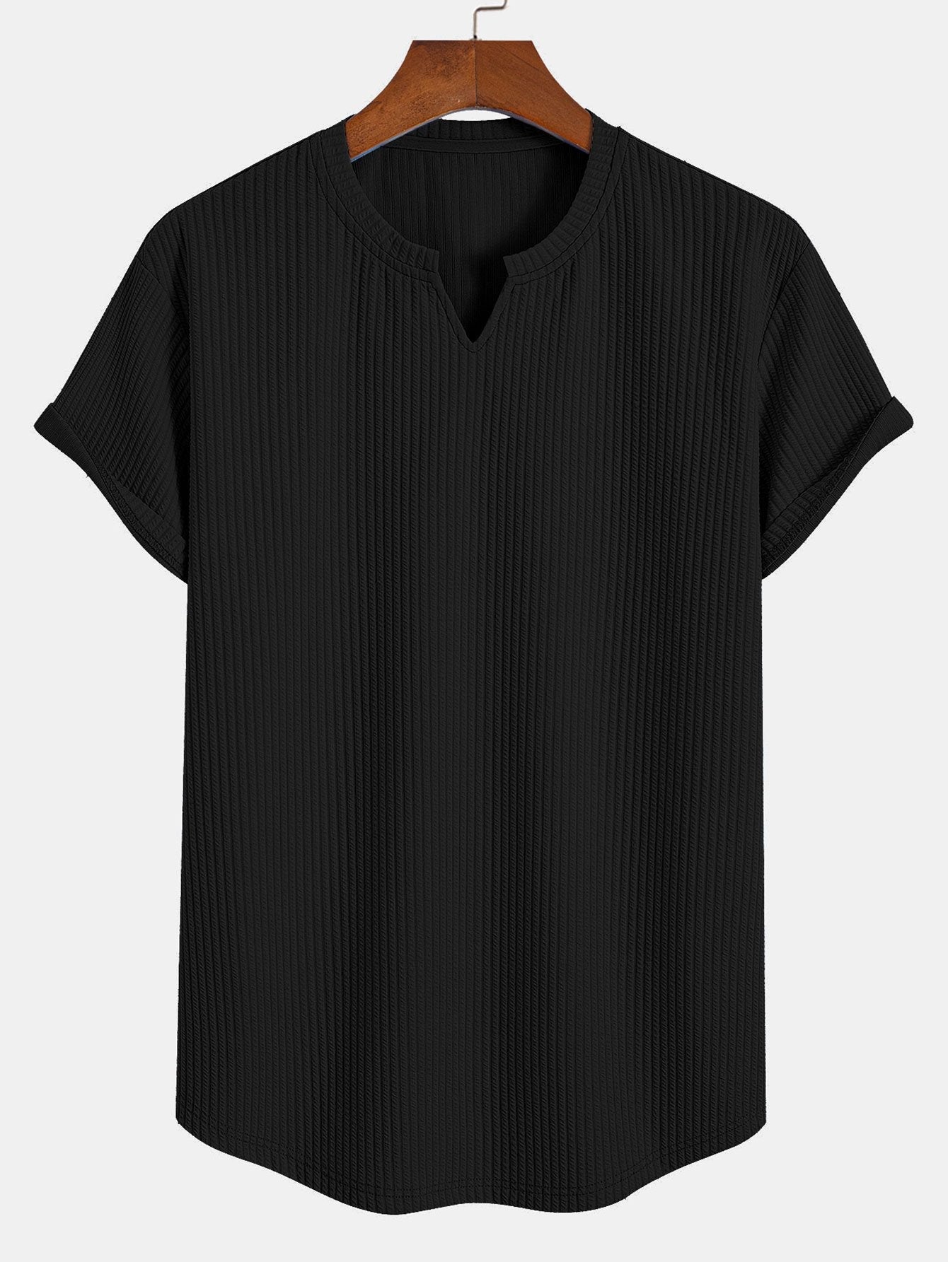 Owen® | Muscle Fit Notch Ribbed Arc Hem T-Shirt