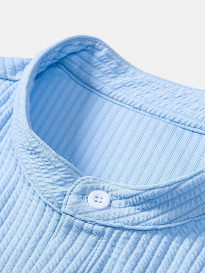 Donald® | Muscle Fit Ribbed Long Sleeved Shirt With Mandarin Collar