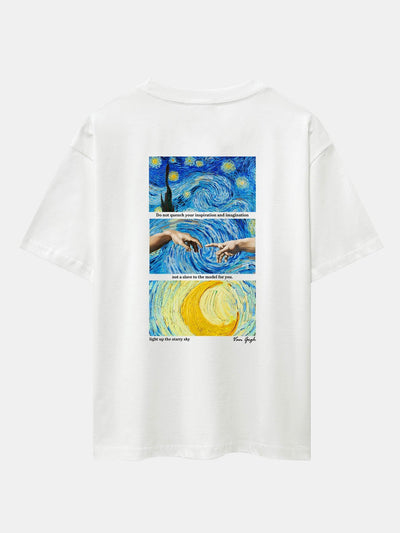 Isaac® | The Starry Night Back Print Drop Shoulder Oversize T-Shirt