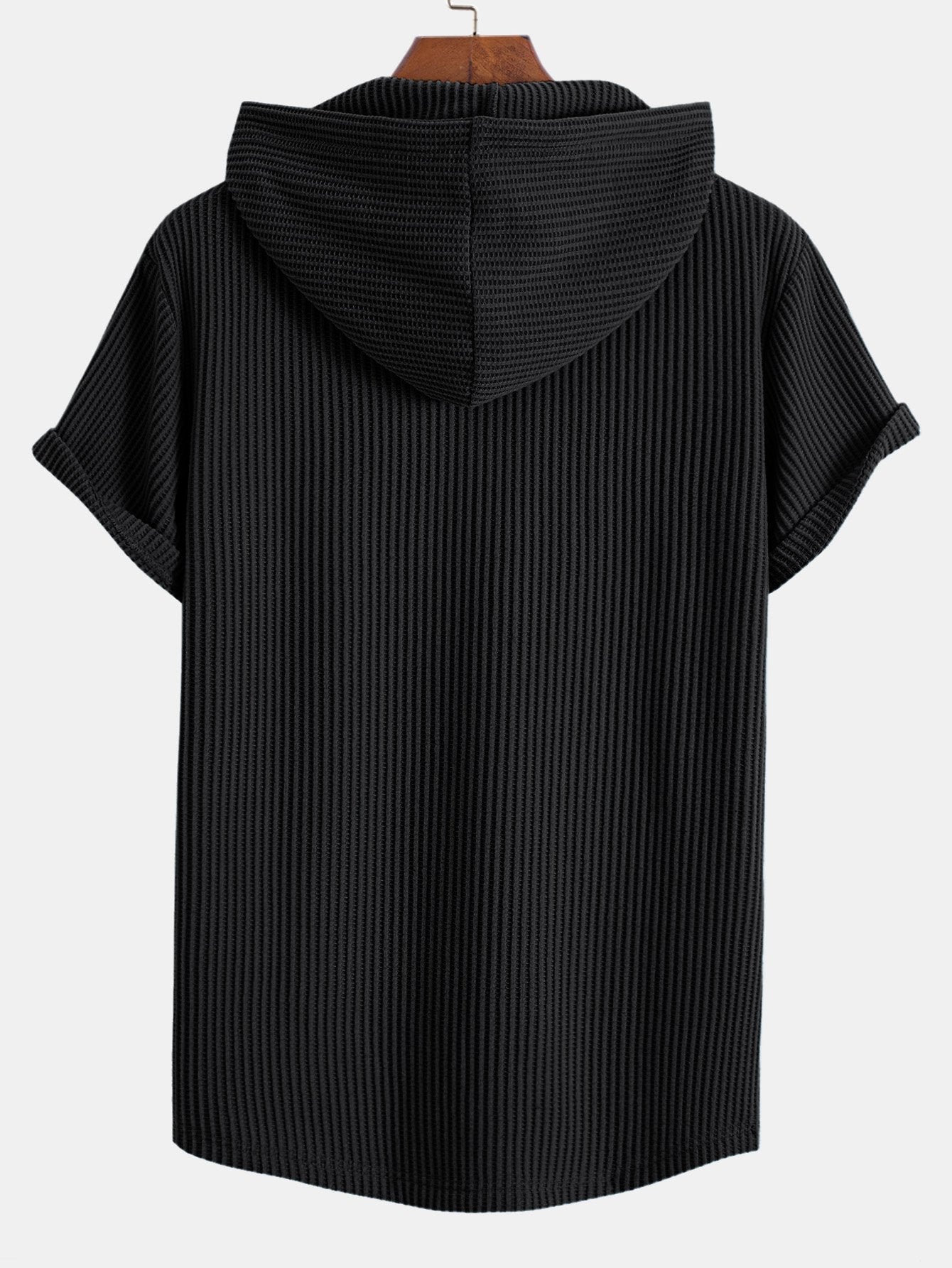 Serafín® | Knitted Waffle Arc Hem Hooded T-Shirt
