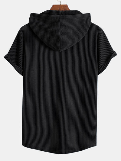 Serafín® | Knitted Waffle Arc Hem Hooded T-Shirt