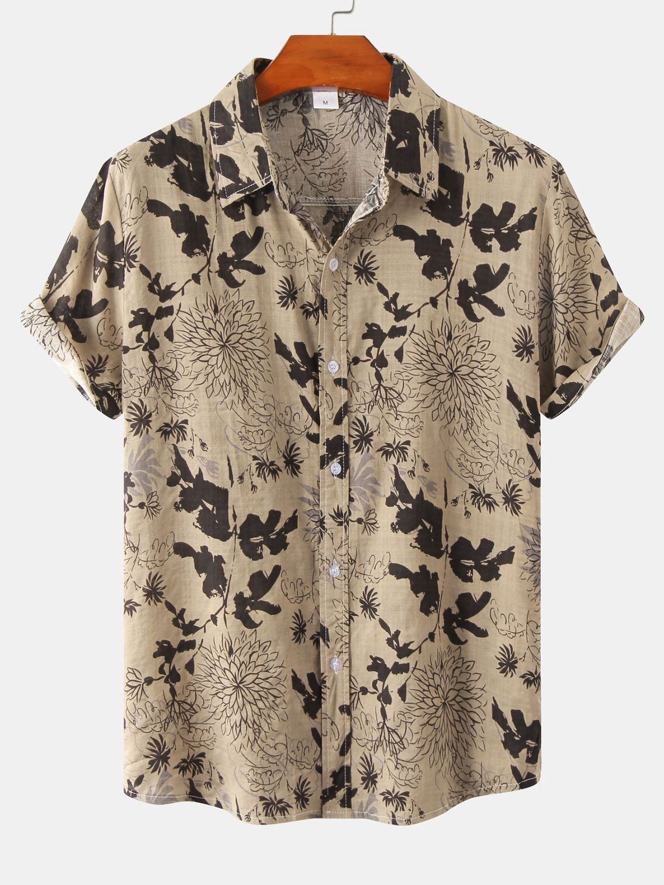 Alfonse® | Ink Floral Print Button Up Shirt