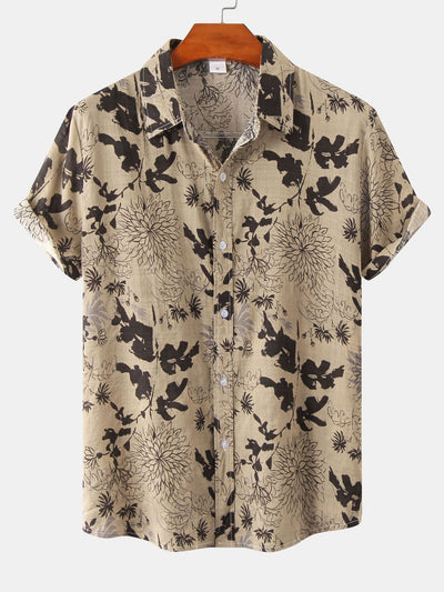 Alfonse® | Ink Floral Print Button Up Shirt