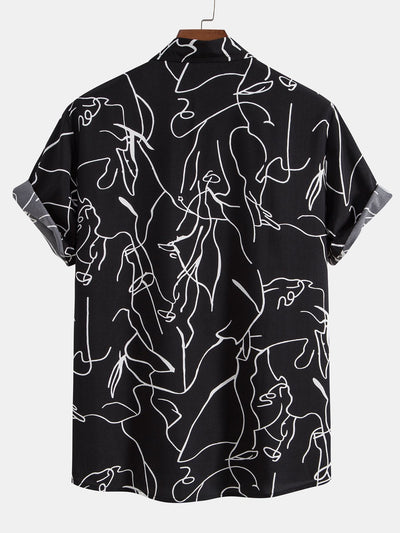 Alejandro® | Abstract Line Print Buttton Up Shirt