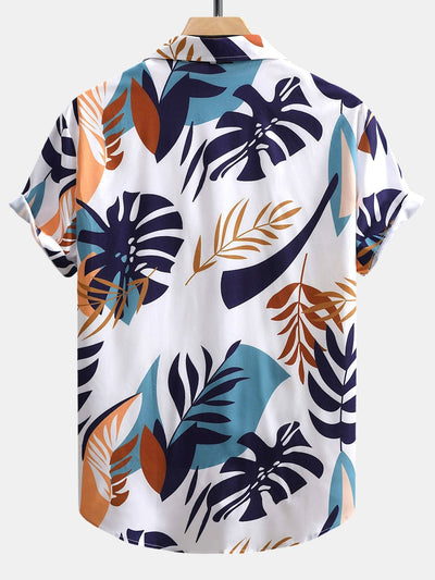 Adonis® | Colorful Leaf Print Button Up Shirt & Swim Shorts