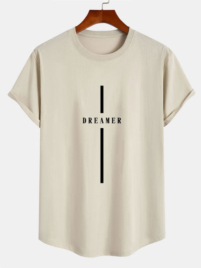 Alan® | Stripe Dreamer Print Cotton Arc Hem T-Shirt