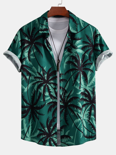 Ankur® | Palm Tree Print Button Up Shirt