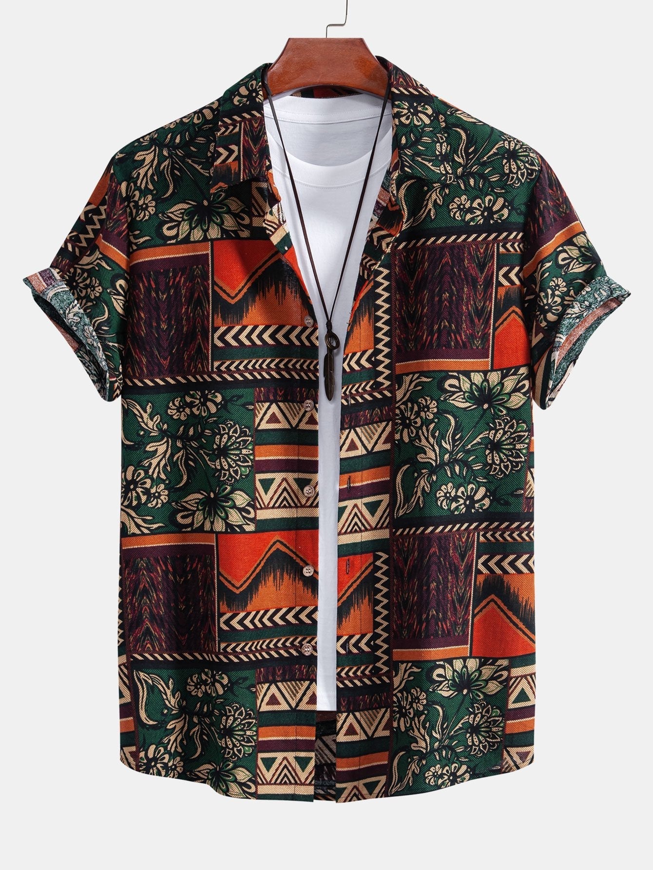 Alfy® | Floral Geometric Patchwork Print Cotton Shirt