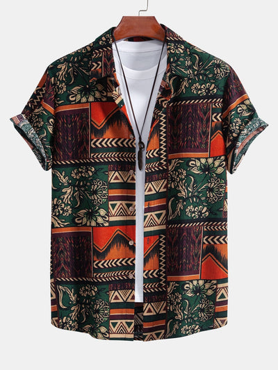 Alfy® | Floral Geometric Patchwork Print Cotton Shirt