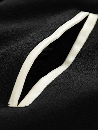 Grayson | Contrast Wool Look PU Baseball Jacket