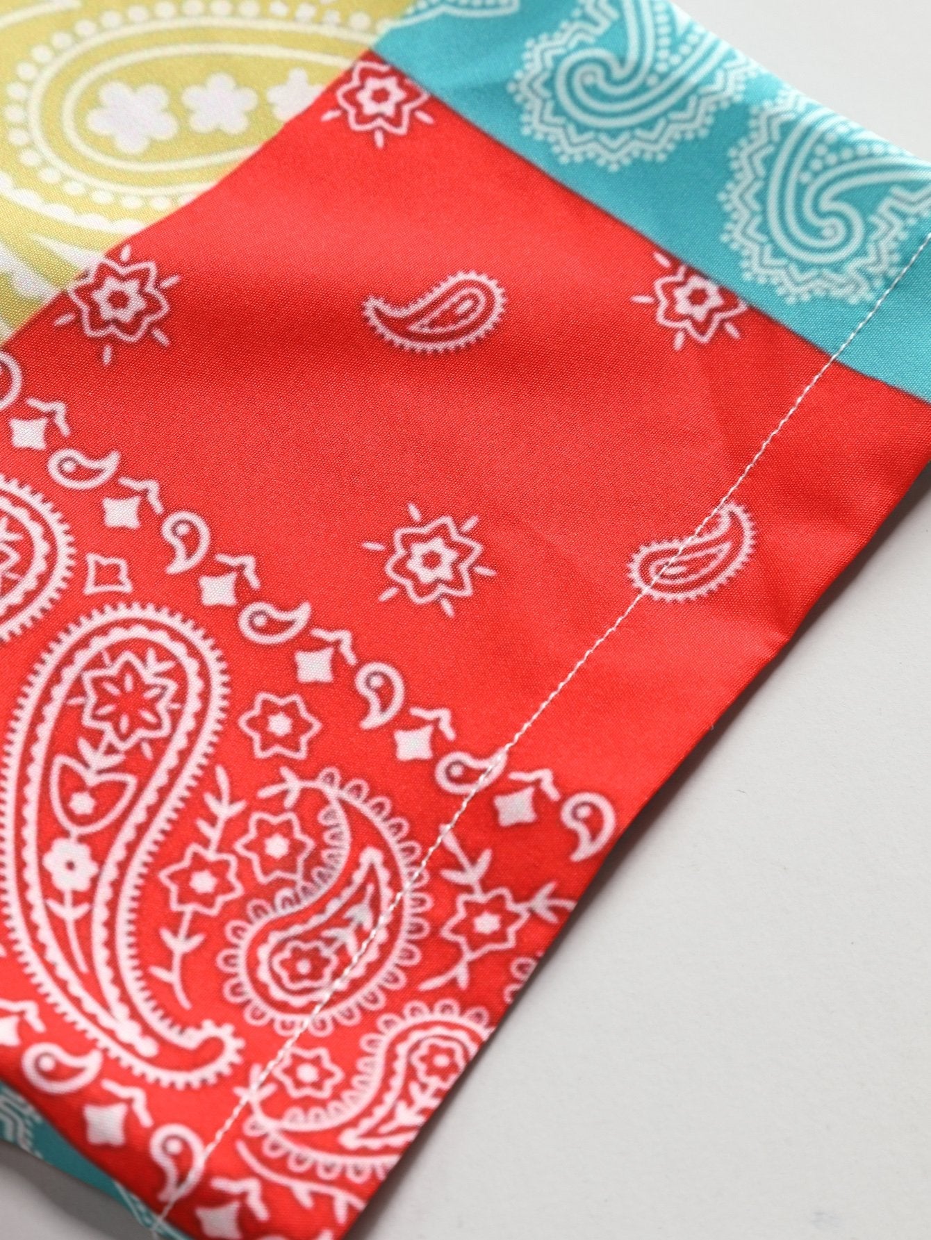 Amare® | Color Block Paisley Print Button Up Shirt
