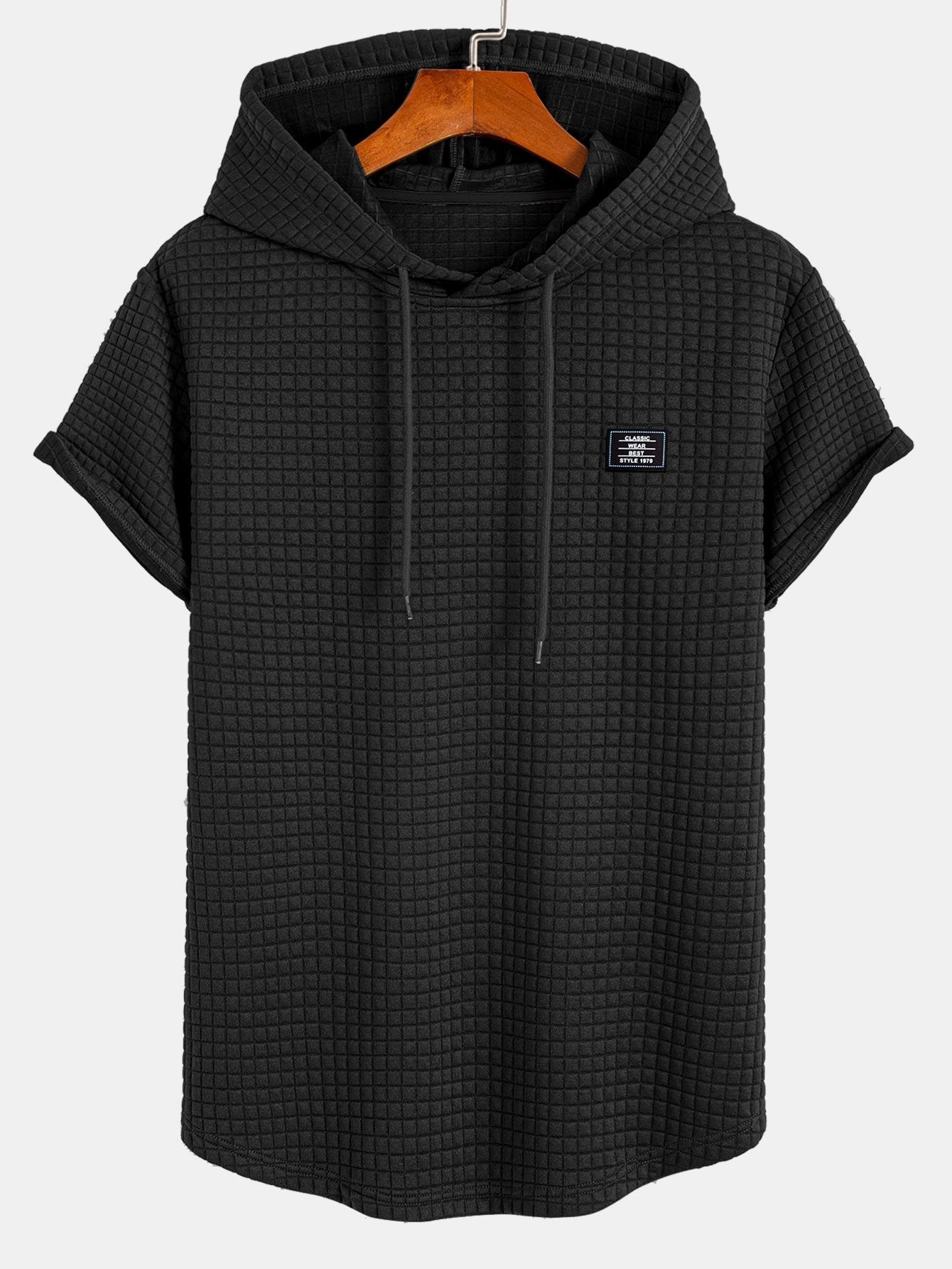 Afif® | Waffle Hooded Arc Hem T-Shirt & Drawstring Corduroy Cargo Jogger Pants