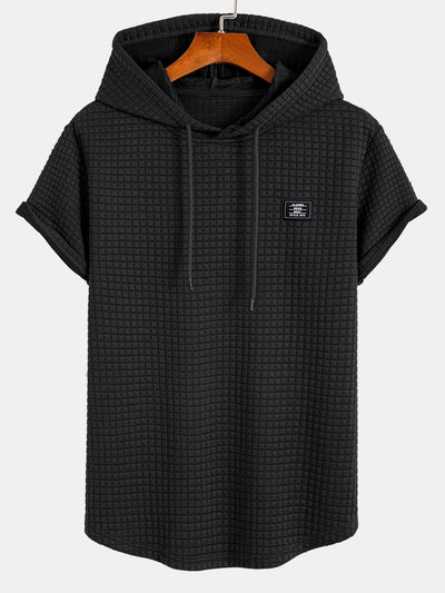 Afif® | Waffle Hooded Arc Hem T-Shirt & Drawstring Corduroy Cargo Jogger Pants