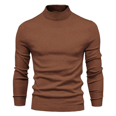 Men's Solid Color Turtleneck Pullover Knit Sweater