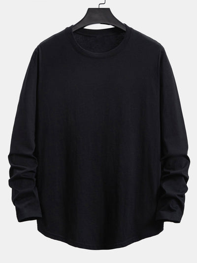 Adamo® | 3 Pieces Basic Long Sleeve Cotton Arc Hem T-Shirts