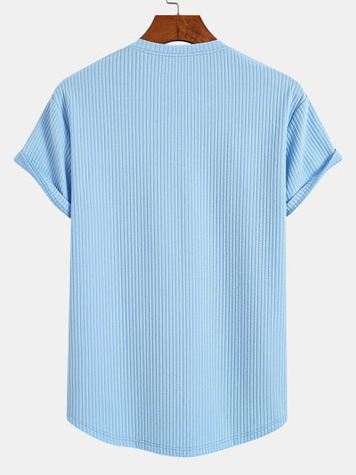 Fabricio® | Muscle Fit Notch Ribbed Arc Hem T-Shirt & Drawstring Ribbed Shorts