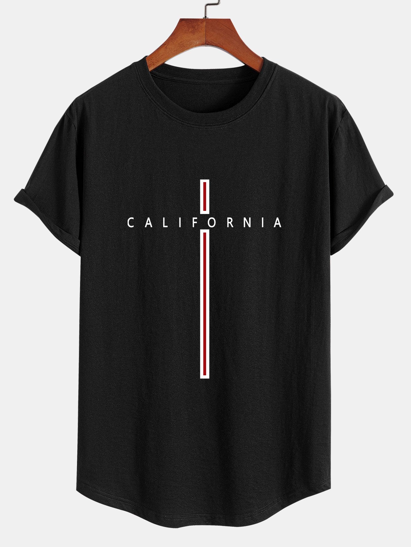 Carlos® | Stripe Print Cotton Arc Hem T-Shirt