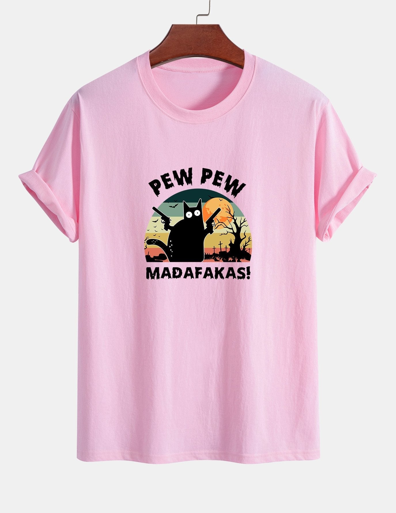 Telesforo® | Black Cat Print Cotton T-Shirt