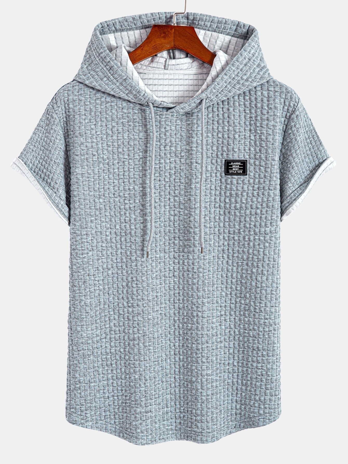 Afif® | Waffle Hooded Arc Hem T-Shirt & Drawstring Corduroy Cargo Jogger Pants