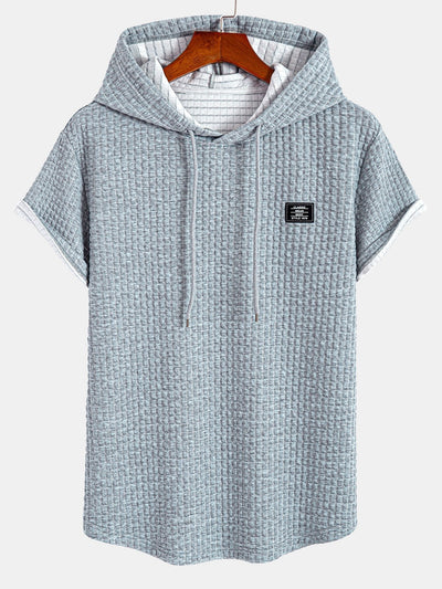 Afif® | Waffle Hooded Arc Hem T-Shirt & Drawstring Corduroy Cargo Jogger Pants