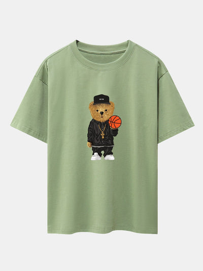 Sebastián® | Basketball Bear Print Drop Shoulder Oversize T-Shirt