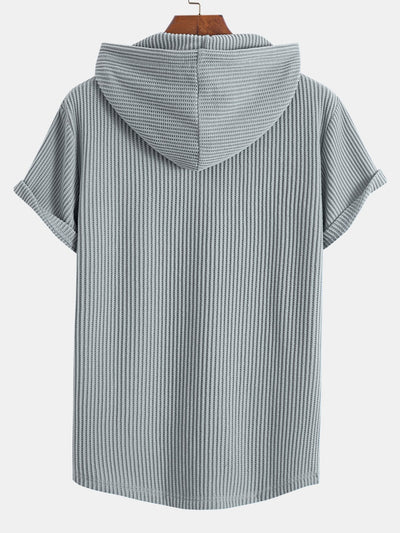 Serafín® | Knitted Waffle Arc Hem Hooded T-Shirt