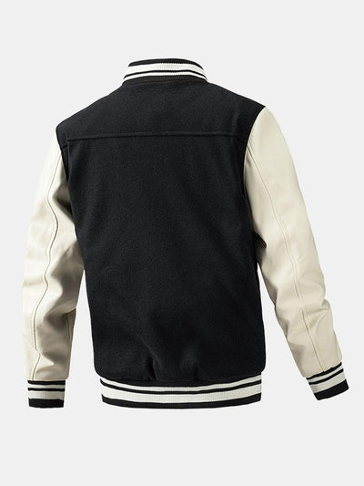 Grayson | Contrast Wool Look PU Baseball Jacket