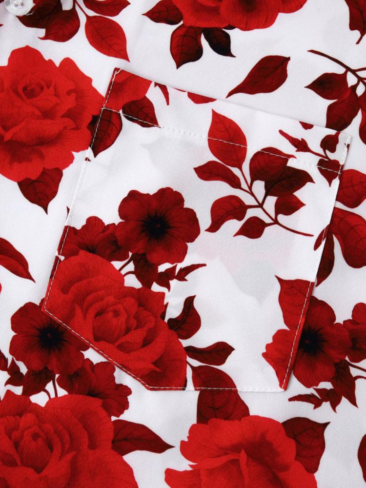 Atiyeh® | Red Floral Print Revere Collar Shirt
