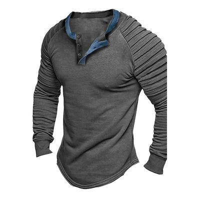 Men's Solid Color Long Sleeve Henley Shirt