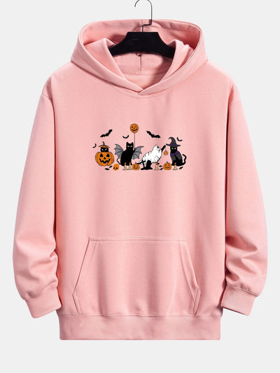 Mohamed | Halloween Pumpkin Black Cat Print Relax Fit Hoodie