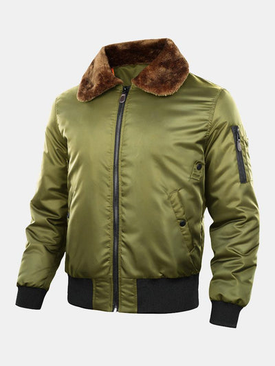 Ronan | Quilted Lined Bomber Jacket With Faux Fur Collar