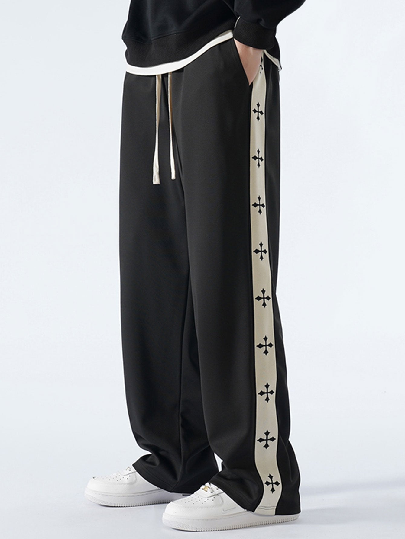 Bach® | Relax Fit Cross Side Stripe Straight Leg Pants
