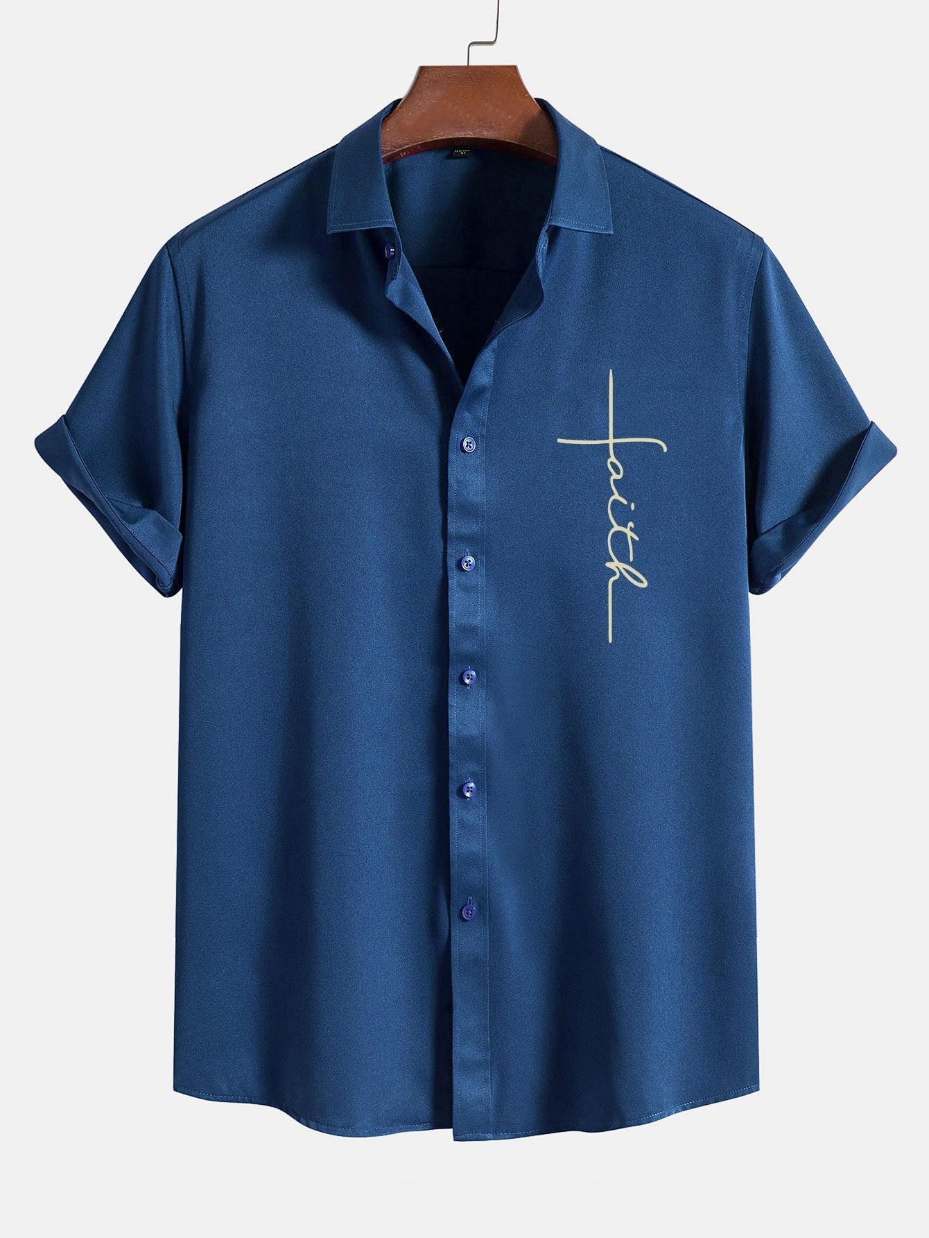 Amedeus® | Faith Letter Print Button Up Shirt