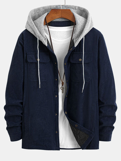 Gabriel | Quilted Lined Corduroy Hooded Coat
