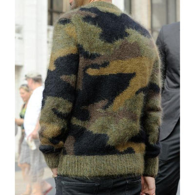 Men's Vine Camoflage Jacqard Crew Neck Sweater