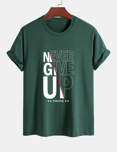 Trasímaco® | Never Give Up Print Cotton T-Shirt