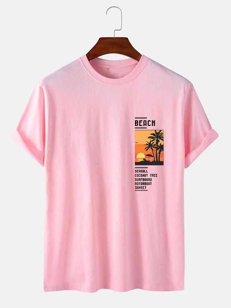 Alban® | Beach Scenery Slogan Print T-Shirt