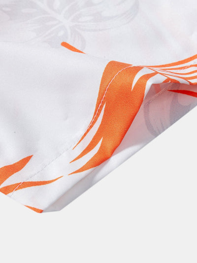 Marino® | Leaf Print Button Up Shirt & Man Mid Length Drawstring Swim Shorts