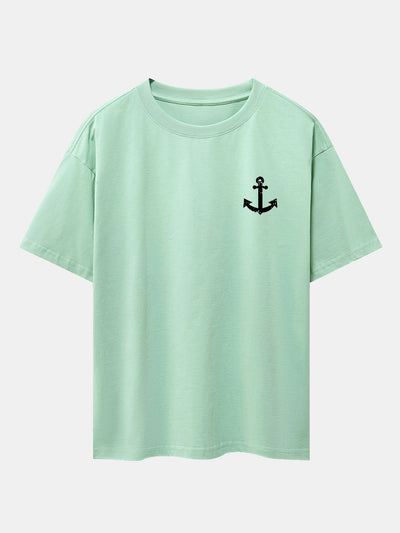 Alenio® | Anchor Print Drop Shoulder Oversize T-Shirt