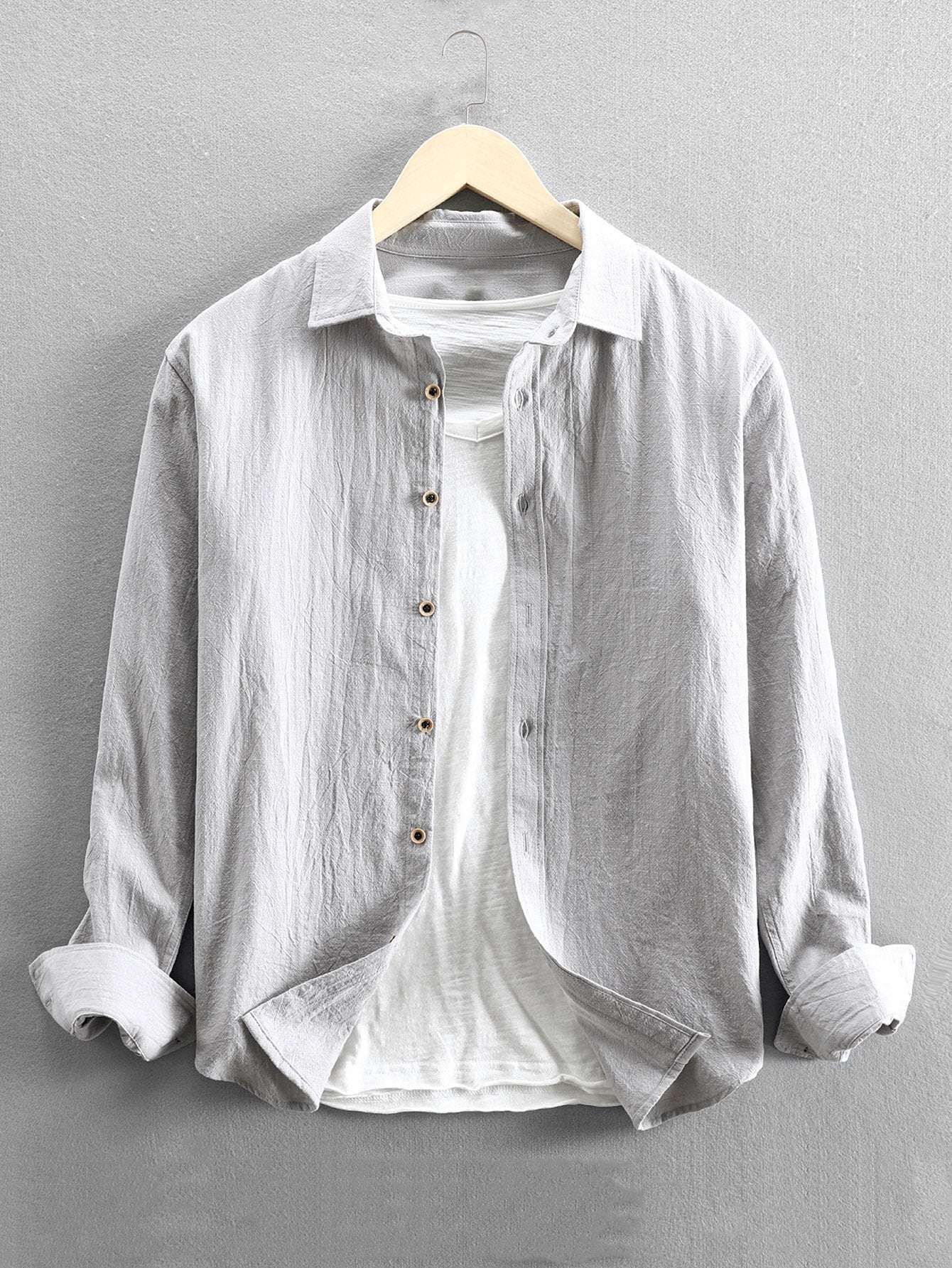 Artor® | Long Sleeve Linen And Cotton Blend Button Up Shirt