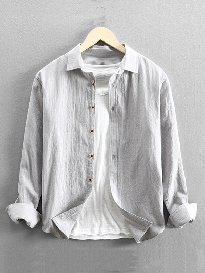 Artor® | Long Sleeve Linen And Cotton Blend Button Up Shirt