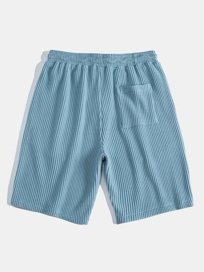 Adalton® | Knitted Waffle Arc Hem Hooded T-Shirt & Drawstring Waffle Shorts